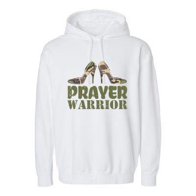 Camo Heels Prayer Warrior Faith God Jesus Christian Funny Gift Garment-Dyed Fleece Hoodie