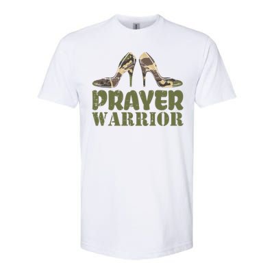 Camo Heels Prayer Warrior Faith God Jesus Christian Funny Gift Softstyle CVC T-Shirt