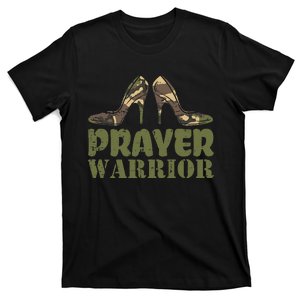 Camo Heels Prayer Warrior Faith God Jesus Christian T-Shirt