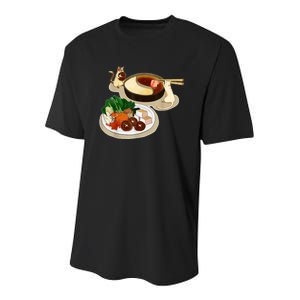 Chinese Hot Pot Asian Foodie Cuisine Cat Youth Performance Sprint T-Shirt