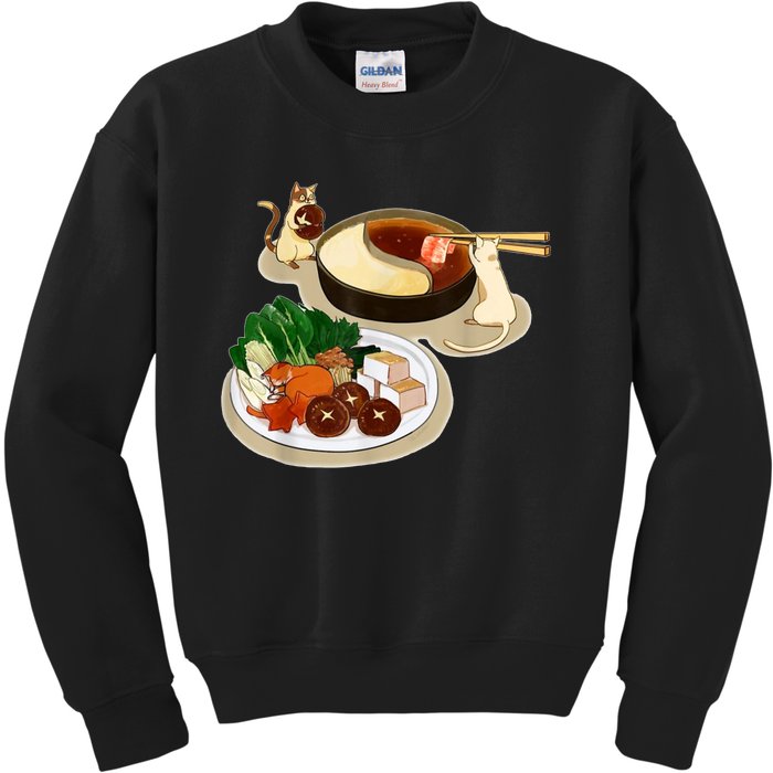 Chinese Hot Pot Asian Foodie Cuisine Cat Kids Sweatshirt