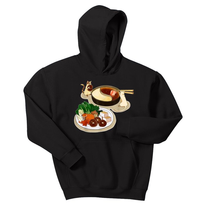 Chinese Hot Pot Asian Foodie Cuisine Cat Kids Hoodie