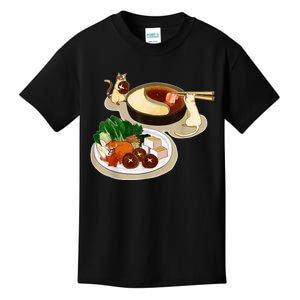 Chinese Hot Pot Asian Foodie Cuisine Cat Kids T-Shirt