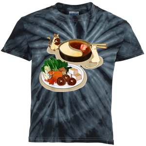 Chinese Hot Pot Asian Foodie Cuisine Cat Kids Tie-Dye T-Shirt