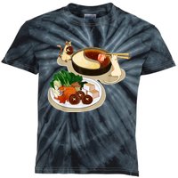 Chinese Hot Pot Asian Foodie Cuisine Cat Kids Tie-Dye T-Shirt