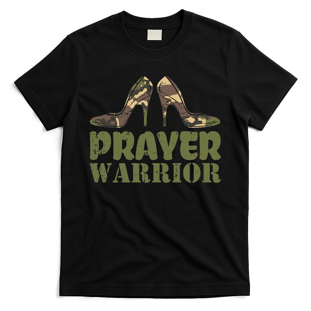 Camo Heels Prayer Warrior Faith God Jesus Christian T-Shirt