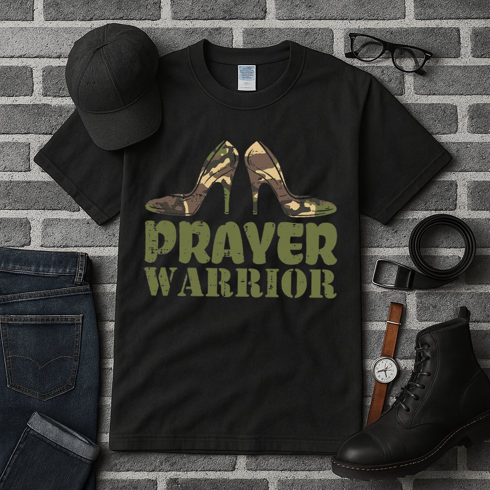 Camo Heels Prayer Warrior Faith God Jesus Christian Tall T-Shirt