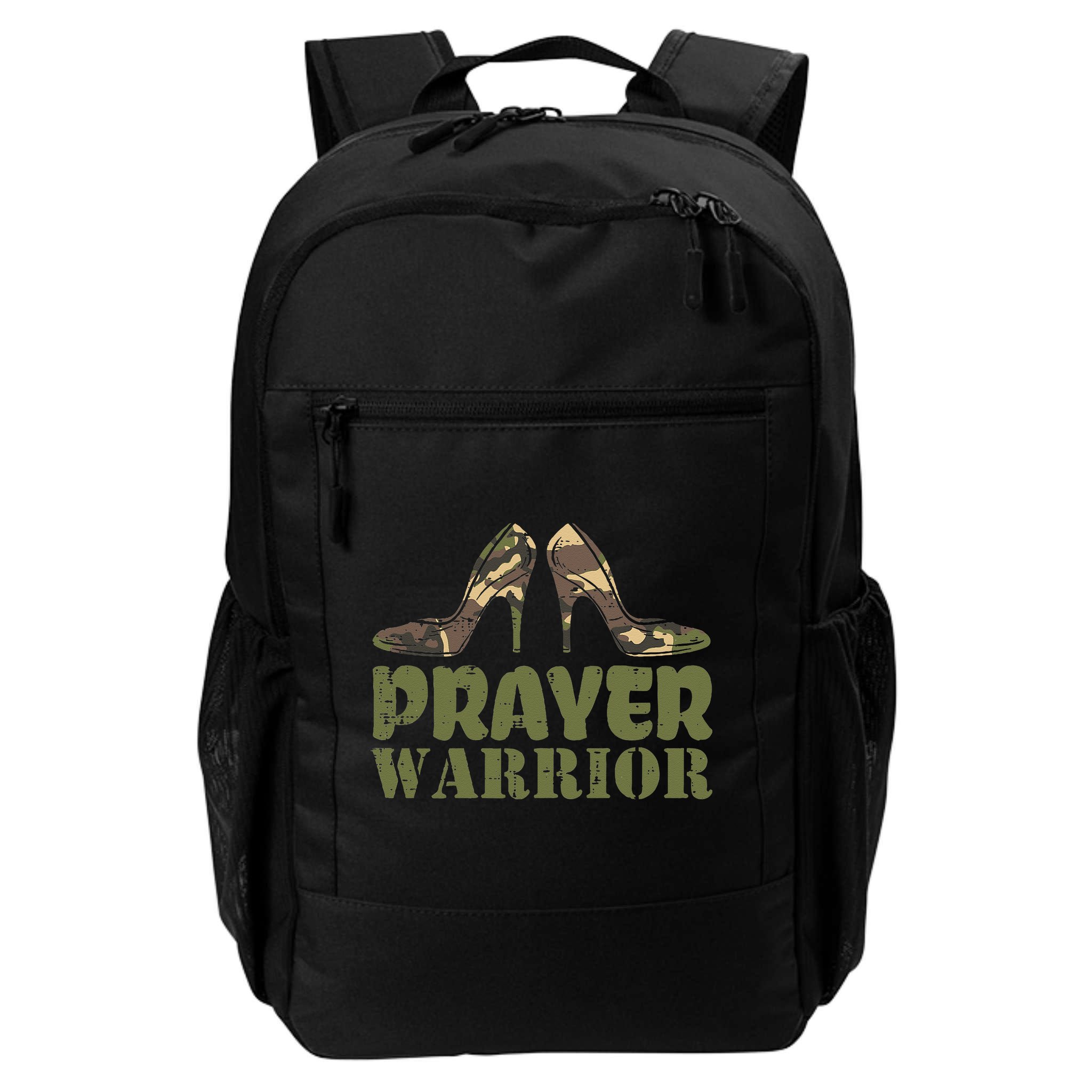 Camo Heels Prayer Warrior Faith God Jesus Christian Backpack