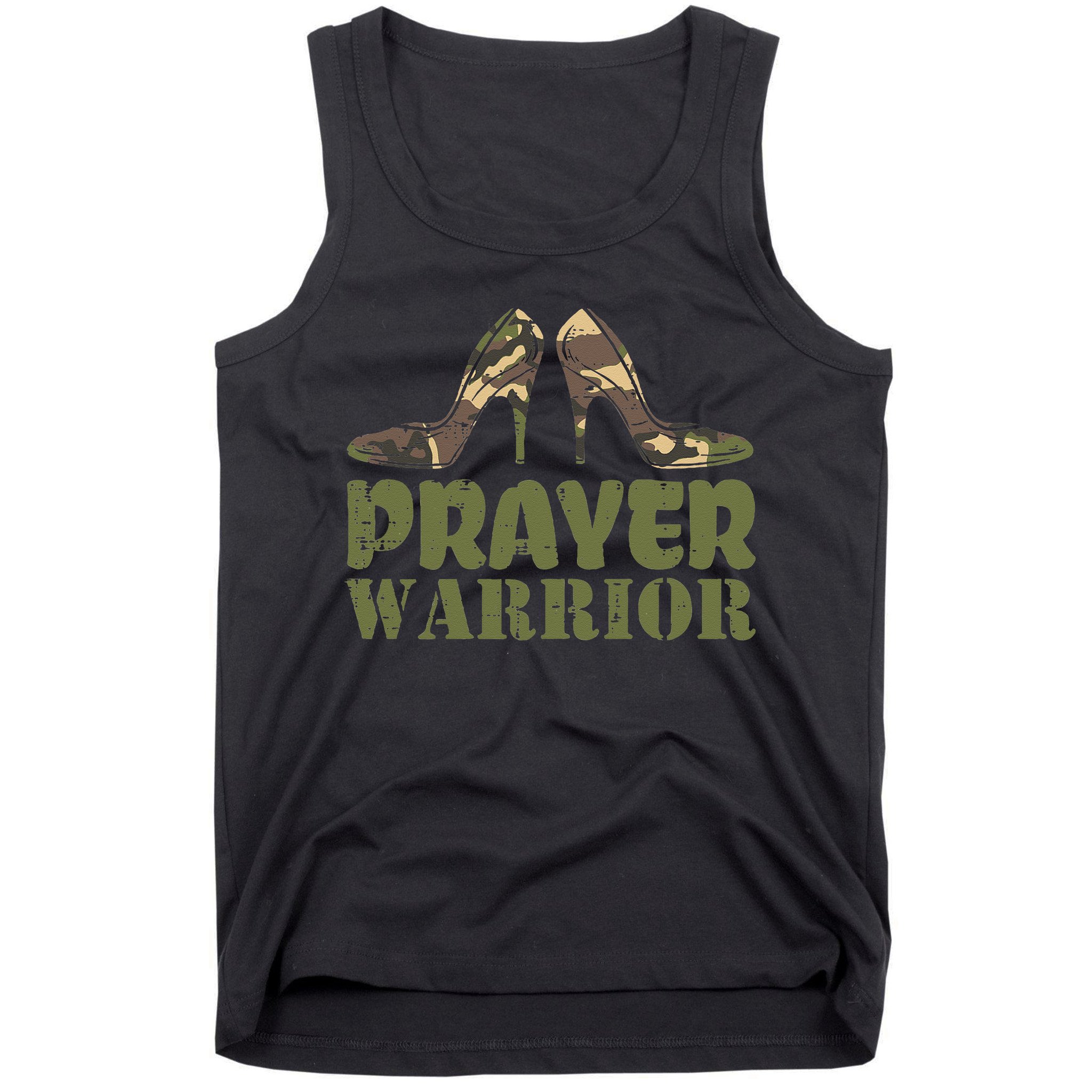 Camo Heels Prayer Warrior Faith God Jesus Christian Tank Top