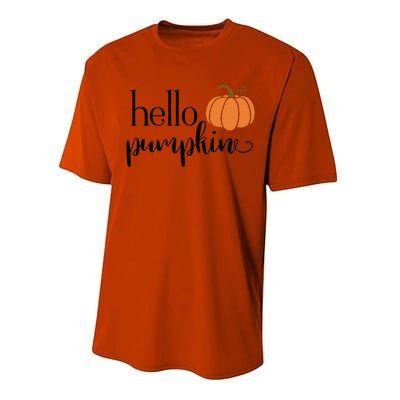 Cute Hello Pumpkin Thanksgiving Autumn Fall Leaves Design Funny Performance Sprint T-Shirt