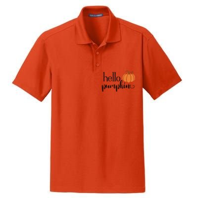 Cute Hello Pumpkin Thanksgiving Autumn Fall Leaves Design Funny Dry Zone Grid Polo