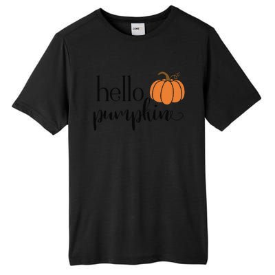 Cute Hello Pumpkin Thanksgiving Autumn Fall Leaves Design Funny Tall Fusion ChromaSoft Performance T-Shirt