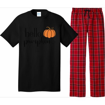 Cute Hello Pumpkin Thanksgiving Autumn Fall Leaves Design Funny Pajama Set