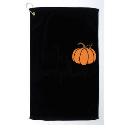 Cute Hello Pumpkin Thanksgiving Autumn Fall Leaves Design Funny Platinum Collection Golf Towel