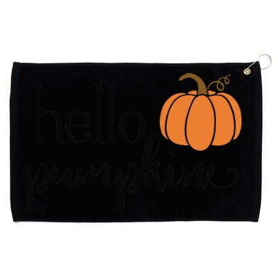 Cute Hello Pumpkin Thanksgiving Autumn Fall Leaves Design Funny Grommeted Golf Towel