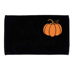 Cute Hello Pumpkin Thanksgiving Autumn Fall Leaves Design Funny Microfiber Hand Towel