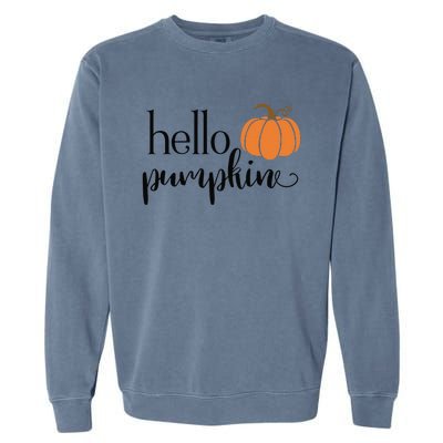 Cute Hello Pumpkin Thanksgiving Autumn Fall Leaves Design Funny Garment-Dyed Sweatshirt