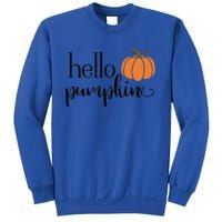 Cute Hello Pumpkin Thanksgiving Autumn Fall Leaves Design Funny Sweatshirt