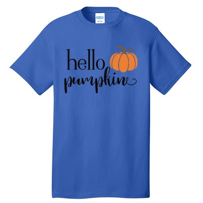 Cute Hello Pumpkin Thanksgiving Autumn Fall Leaves Design Funny Tall T-Shirt