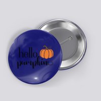 Cute Hello Pumpkin Thanksgiving Autumn Fall Leaves Design Funny Button