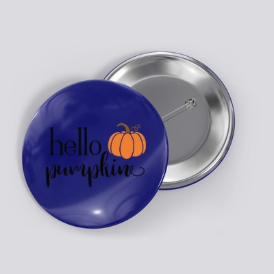 Cute Hello Pumpkin Thanksgiving Autumn Fall Leaves Design Funny Button