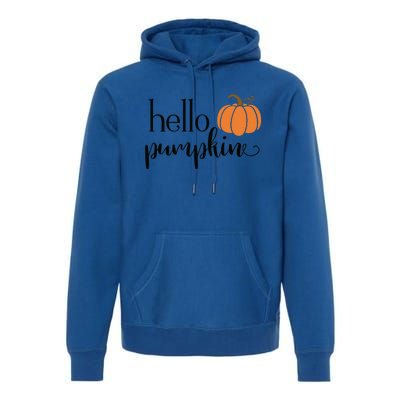 Cute Hello Pumpkin Thanksgiving Autumn Fall Leaves Design Funny Premium Hoodie