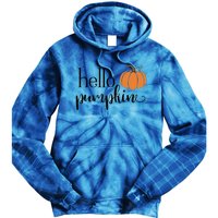 Cute Hello Pumpkin Thanksgiving Autumn Fall Leaves Design Funny Tie Dye Hoodie