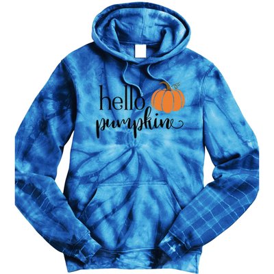 Cute Hello Pumpkin Thanksgiving Autumn Fall Leaves Design Funny Tie Dye Hoodie