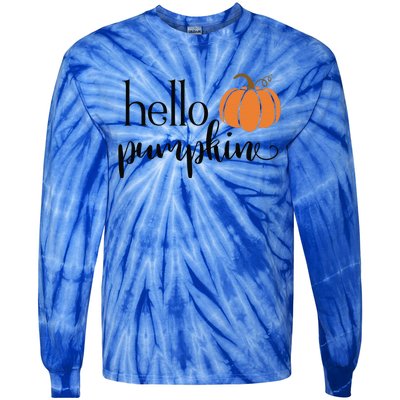 Cute Hello Pumpkin Thanksgiving Autumn Fall Leaves Design Funny Tie-Dye Long Sleeve Shirt