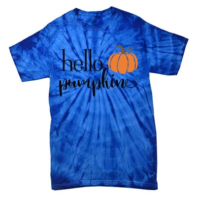 Cute Hello Pumpkin Thanksgiving Autumn Fall Leaves Design Funny Tie-Dye T-Shirt