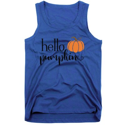 Cute Hello Pumpkin Thanksgiving Autumn Fall Leaves Design Funny Tank Top