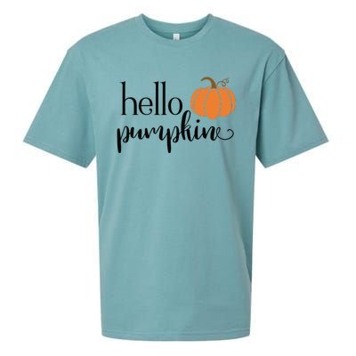 Cute Hello Pumpkin Thanksgiving Autumn Fall Leaves Design Funny Sueded Cloud Jersey T-Shirt