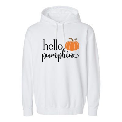 Cute Hello Pumpkin Thanksgiving Autumn Fall Leaves Design Funny Garment-Dyed Fleece Hoodie