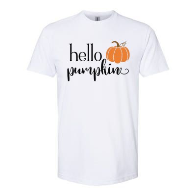 Cute Hello Pumpkin Thanksgiving Autumn Fall Leaves Design Funny Softstyle CVC T-Shirt