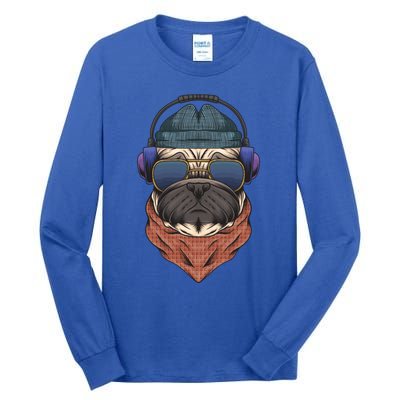 Cool Hipster Pug Dog I Love Pugs Pug Mom Gift Tall Long Sleeve T-Shirt