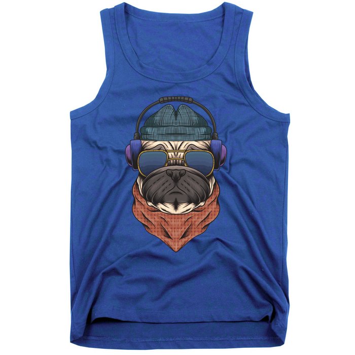 Cool Hipster Pug Dog I Love Pugs Pug Mom Gift Tank Top