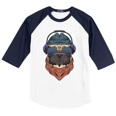 Cool Hipster Pug Dog I Love Pugs Pug Mom Gift Baseball Sleeve Shirt