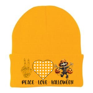 Cute Halloween Peace Love And Gnome Fall Gift Knit Cap Winter Beanie