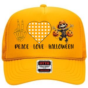 Cute Halloween Peace Love And Gnome Fall Gift High Crown Mesh Back Trucker Hat