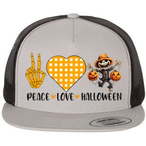 Cute Halloween Peace Love And Gnome Fall Gift Flat Bill Trucker Hat