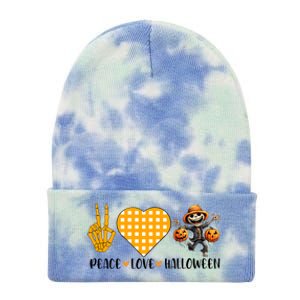 Cute Halloween Peace Love And Gnome Fall Gift Tie Dye 12in Knit Beanie