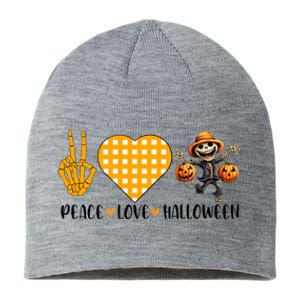 Cute Halloween Peace Love And Gnome Fall Gift Sustainable Beanie