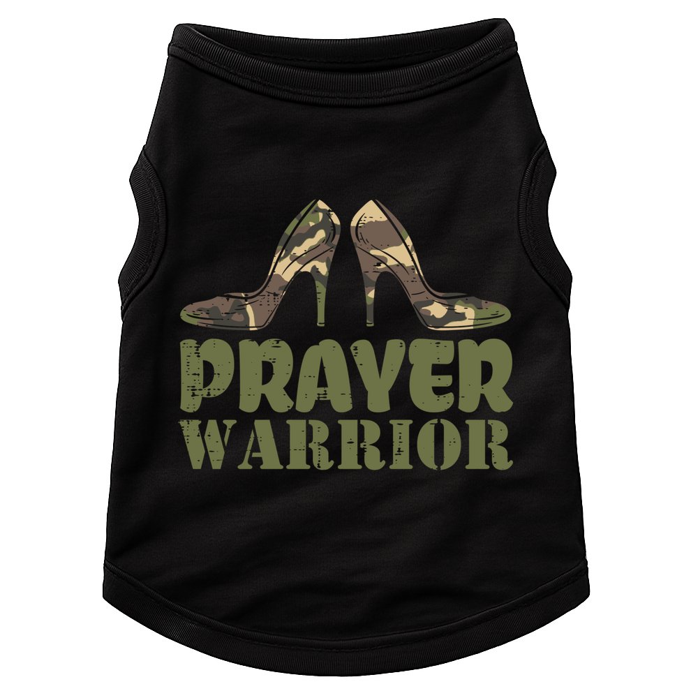 Camo Heels Prayer Warrior Faith God Jesus Christian Cute Gift Doggie Tank
