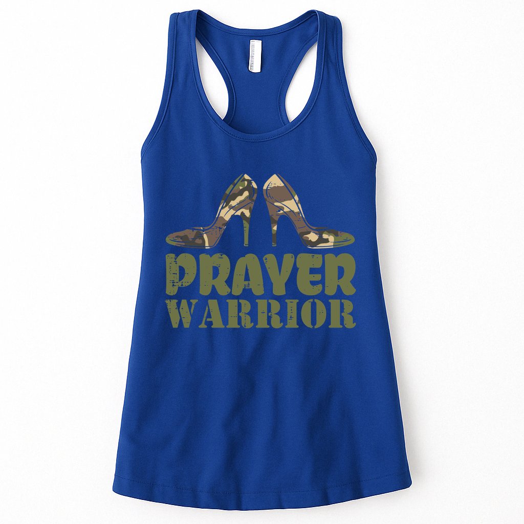 Camo Heels Prayer Warrior Faith God Jesus Christian Cute Gift Womens Tank Top