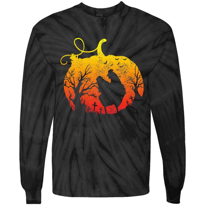 Chicken Halloween Pumpkin Funny Poultry Farmer Chicken Tie-Dye Long Sleeve Shirt