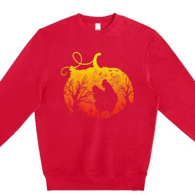 Chicken Halloween Pumpkin Funny Poultry Farmer Chicken Premium Crewneck Sweatshirt