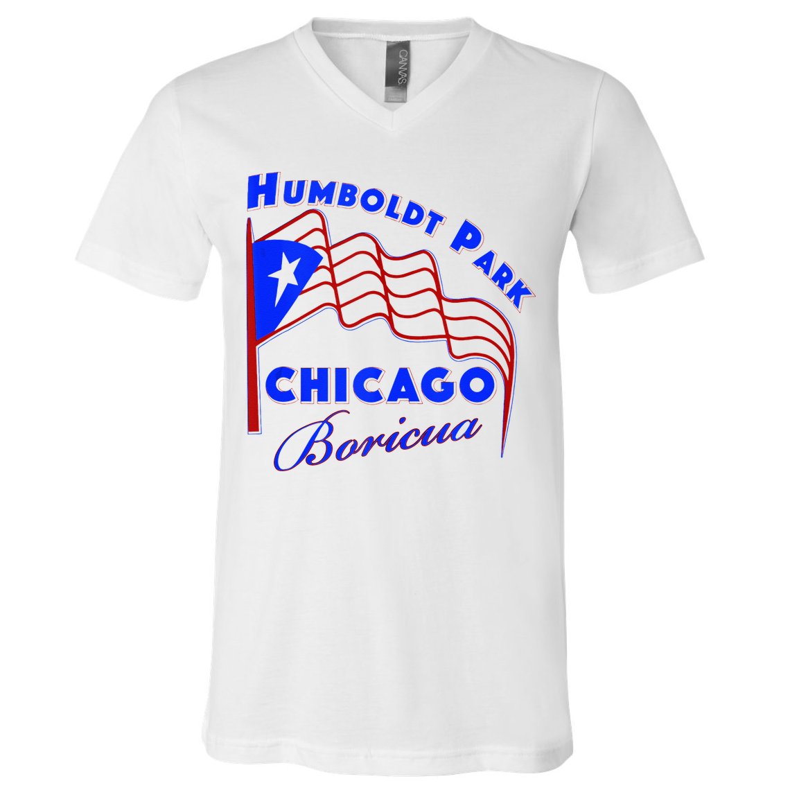 Chicago Humboldt Park Neighborhood Design Puerto Rican V-Neck T-Shirt
