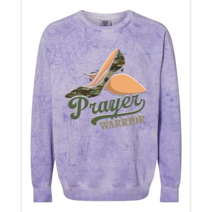 Camo Heels Prayer Warrior Faith God Jesus Christian Colorblast Crewneck Sweatshirt