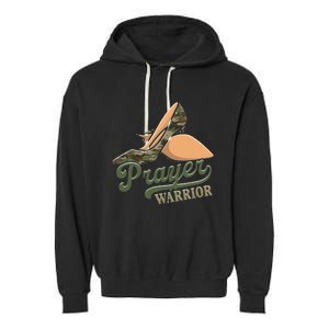 Camo Heels Prayer Warrior Faith God Jesus Christian Garment-Dyed Fleece Hoodie