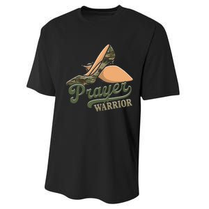 Camo Heels Prayer Warrior Faith God Jesus Christian Performance Sprint T-Shirt